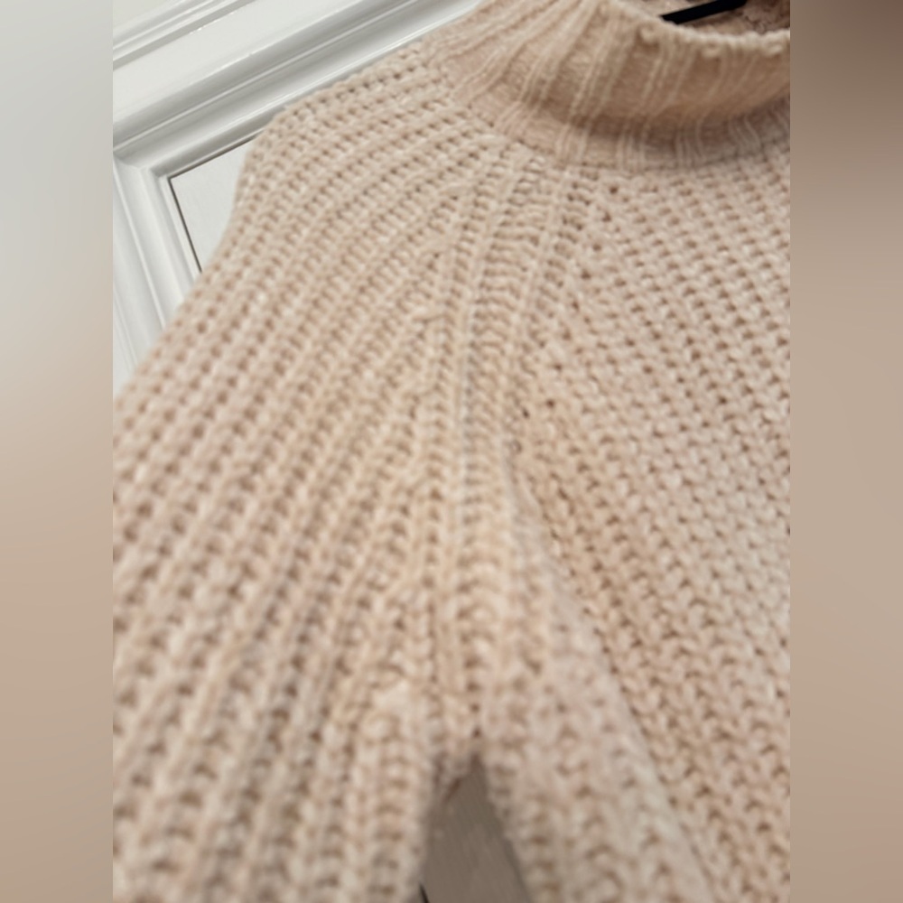 Bella Dahl Cream Chenille Chunky Mock Neck Sweater- Size M - Picture 5 of 14